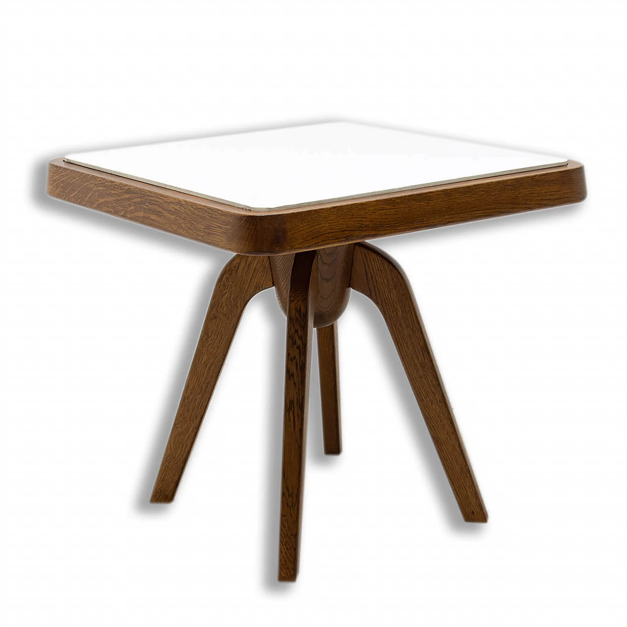 Tavolino in faggio e vetro lattimo di Krásna Jizba, anni '60 1