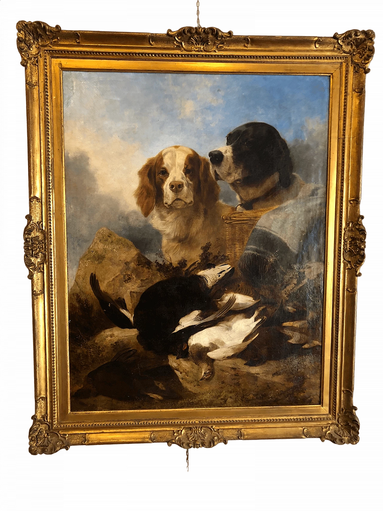 Dipinto con scena di caccia, olio su tela, '800 11