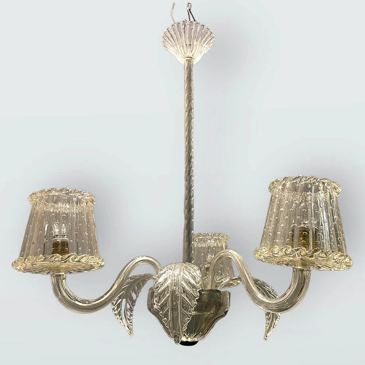 Lampadario in vetro di Murano di Barovier, anni '40 2