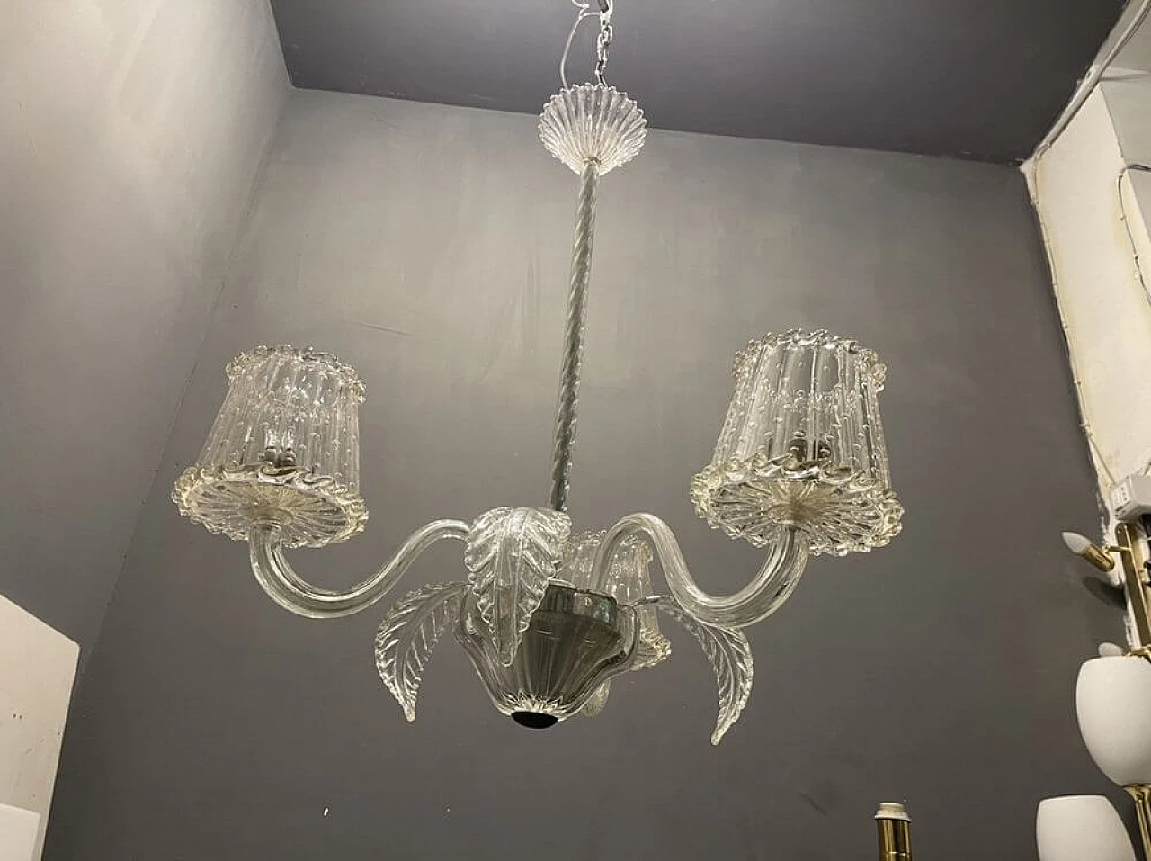 Lampadario in vetro di Murano di Barovier, anni '40 6