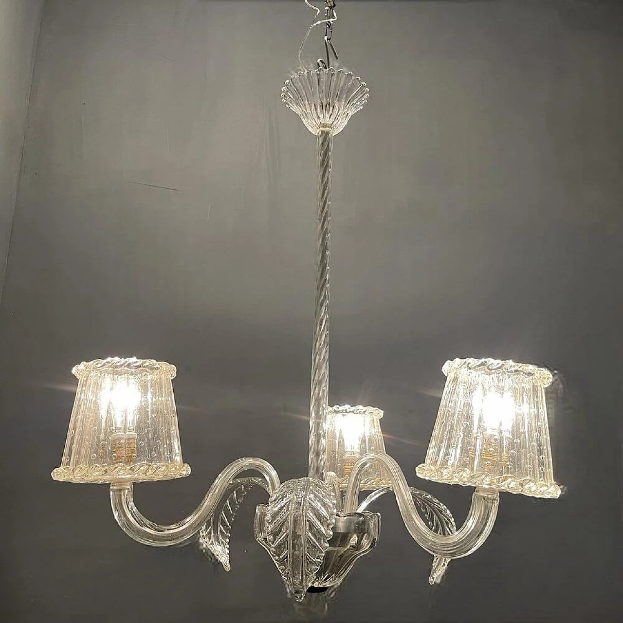 Lampadario in vetro di Murano di Barovier, anni '40 7