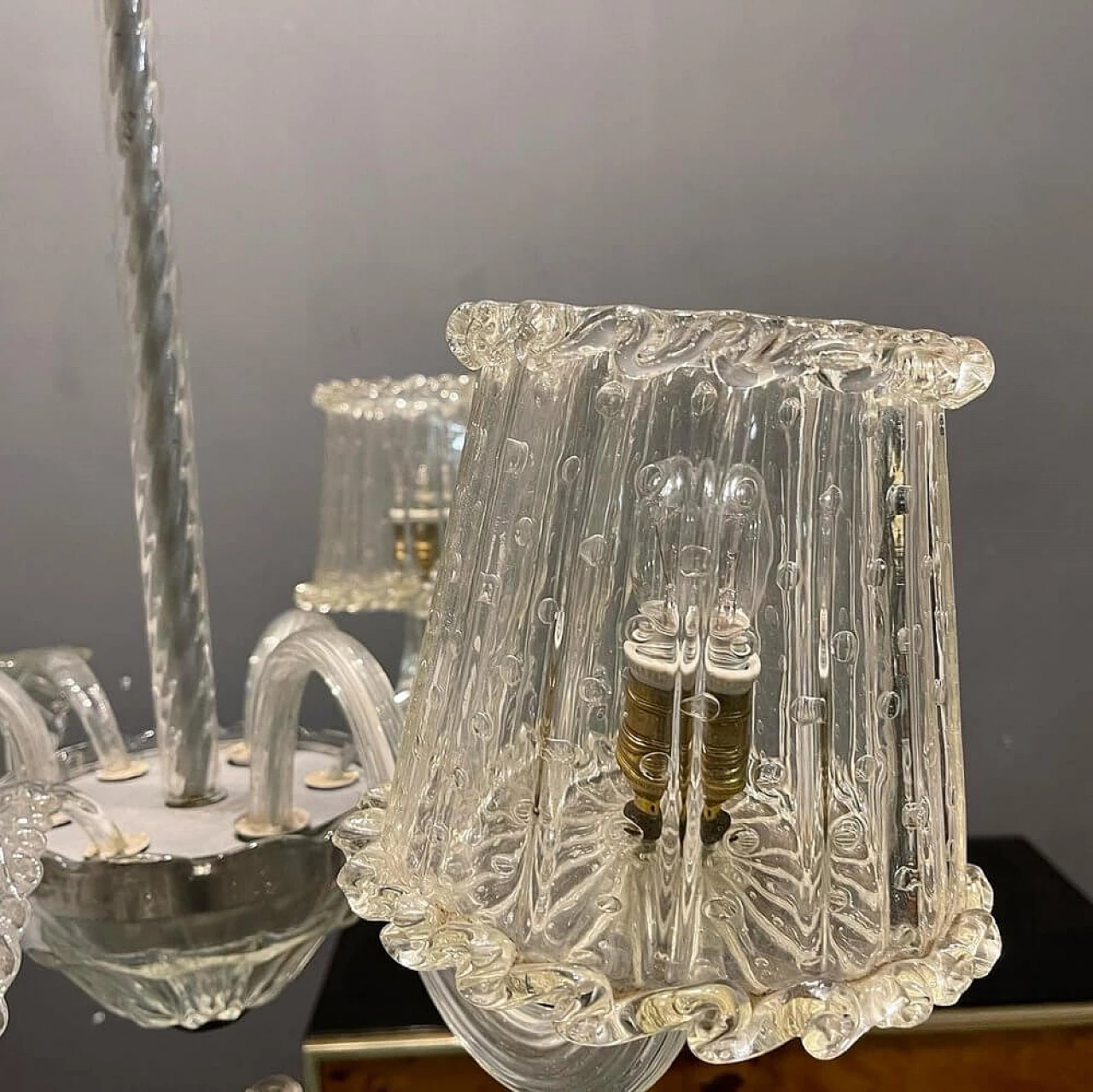 Lampadario in vetro di Murano di Barovier, anni '40 8
