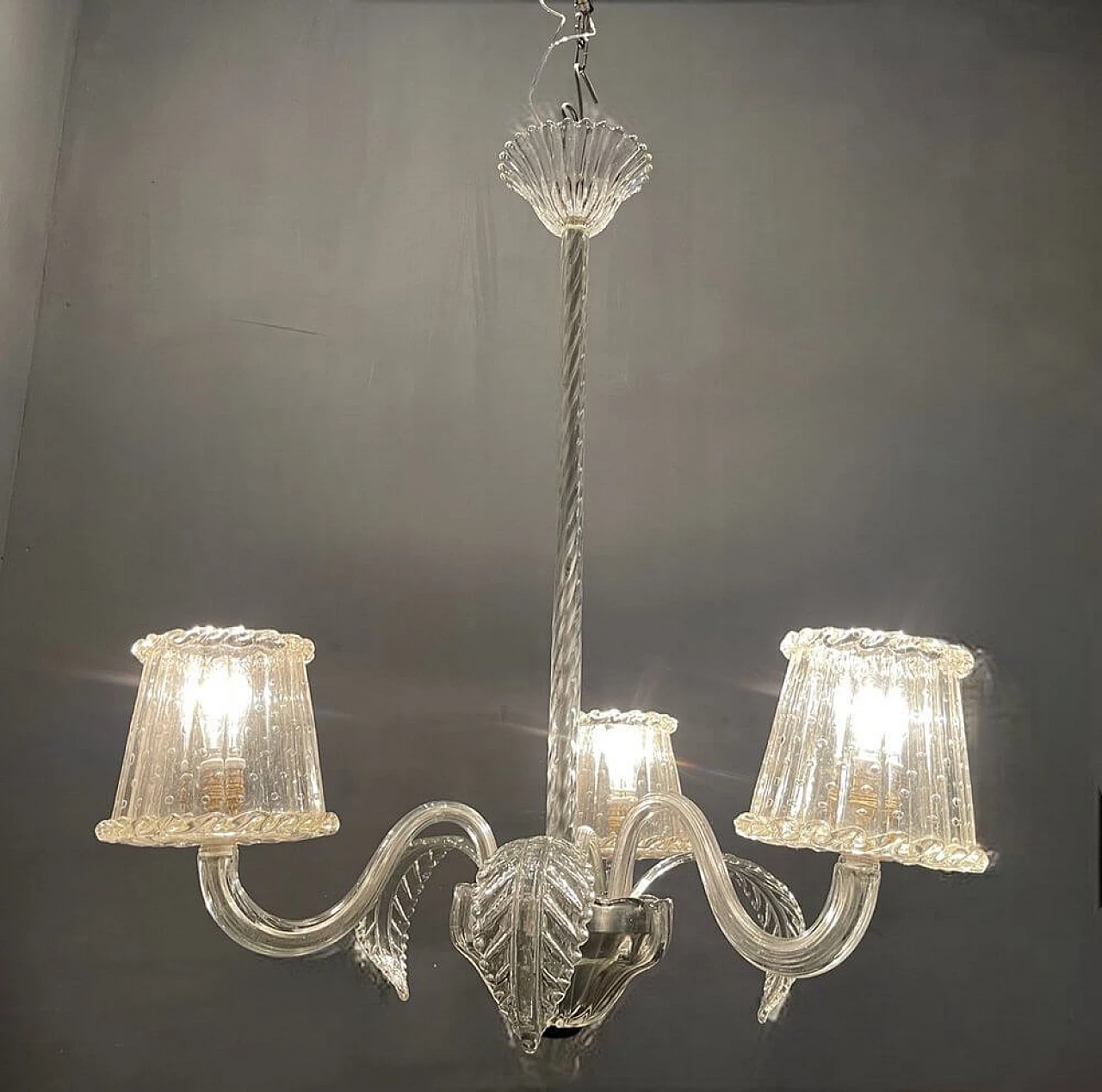 Lampadario in vetro di Murano di Barovier, anni '40 9