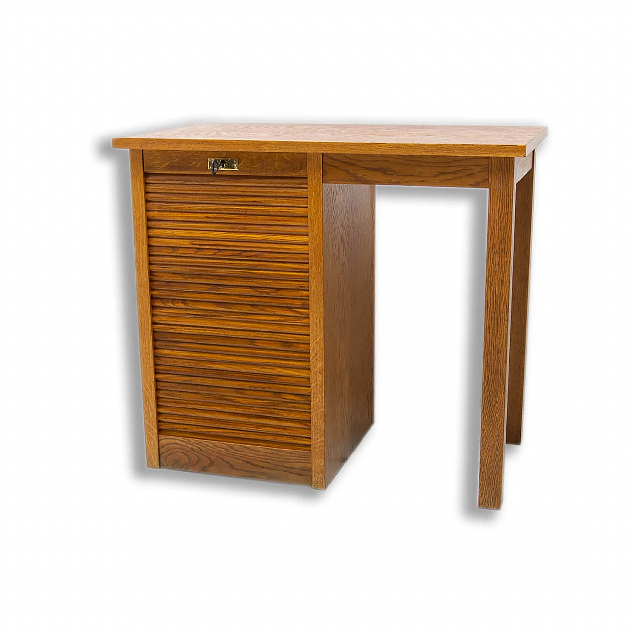 Scrittoio con serranda laterale in faggio e compensato, anni '30 1