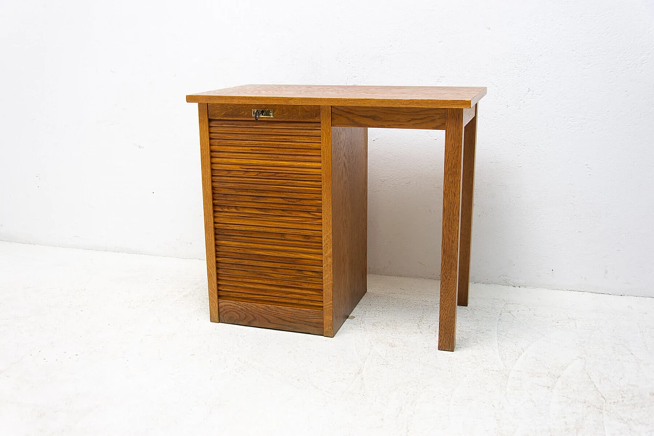 Scrittoio con serranda laterale in faggio e compensato, anni '30 2