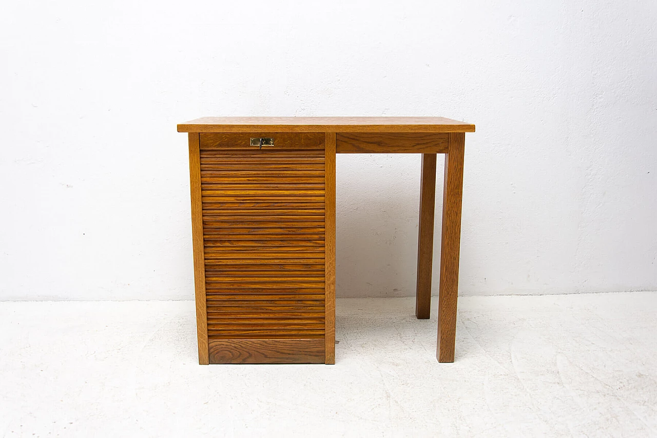 Scrittoio con serranda laterale in faggio e compensato, anni '30 16