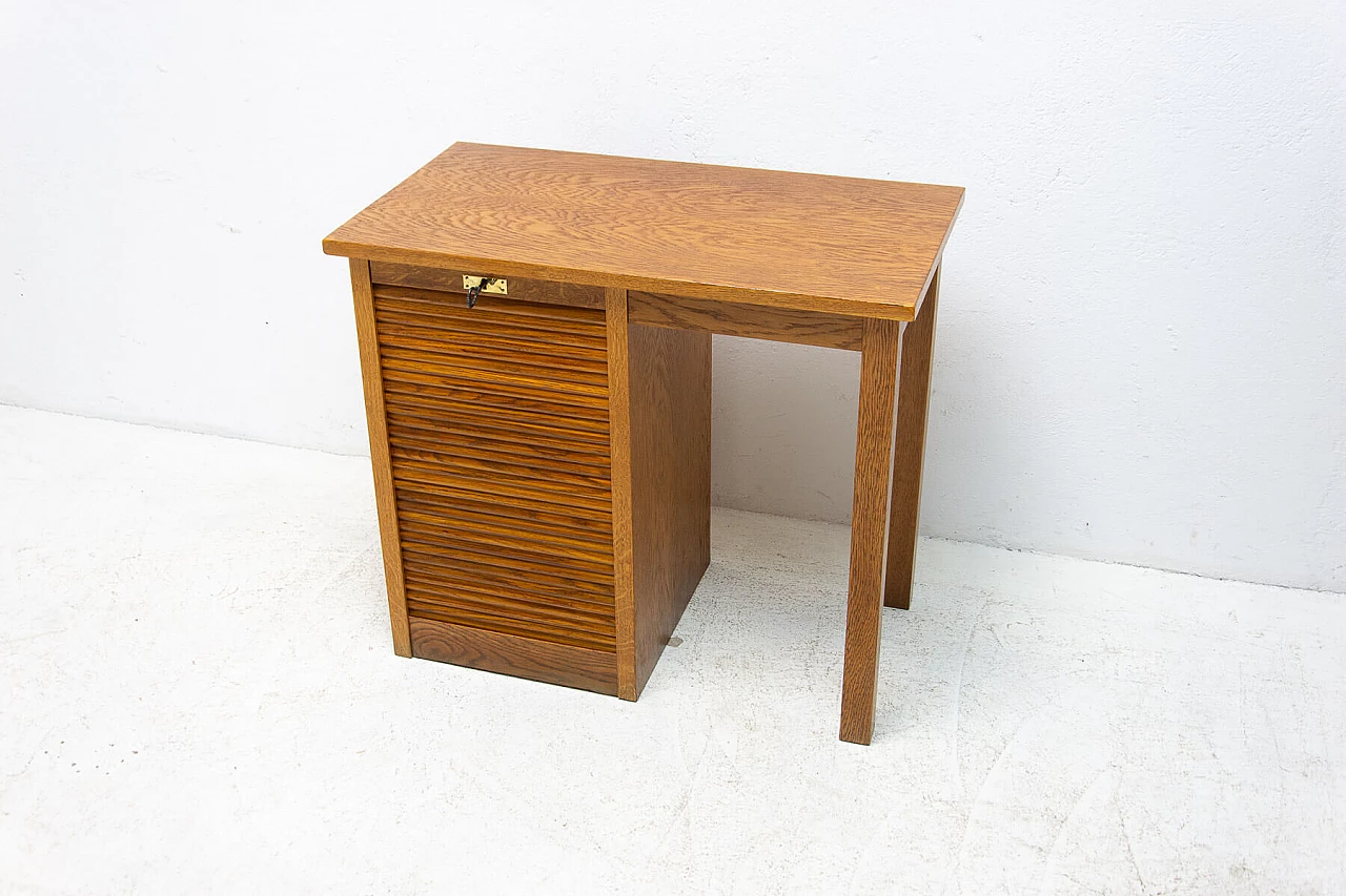 Scrittoio con serranda laterale in faggio e compensato, anni '30 18