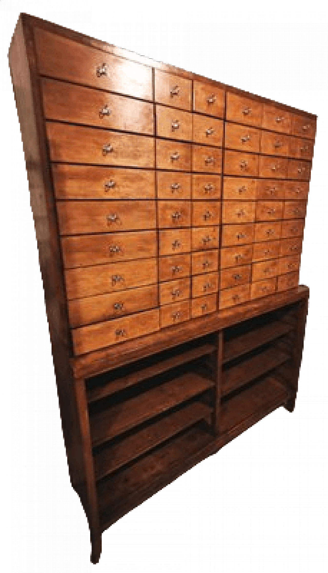 Cassettiera ferramenta in legno con cassetti e scaffali, anni '60 8