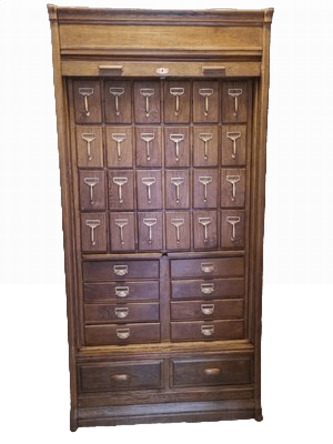 Wooden archive with brass details, 1950s 6