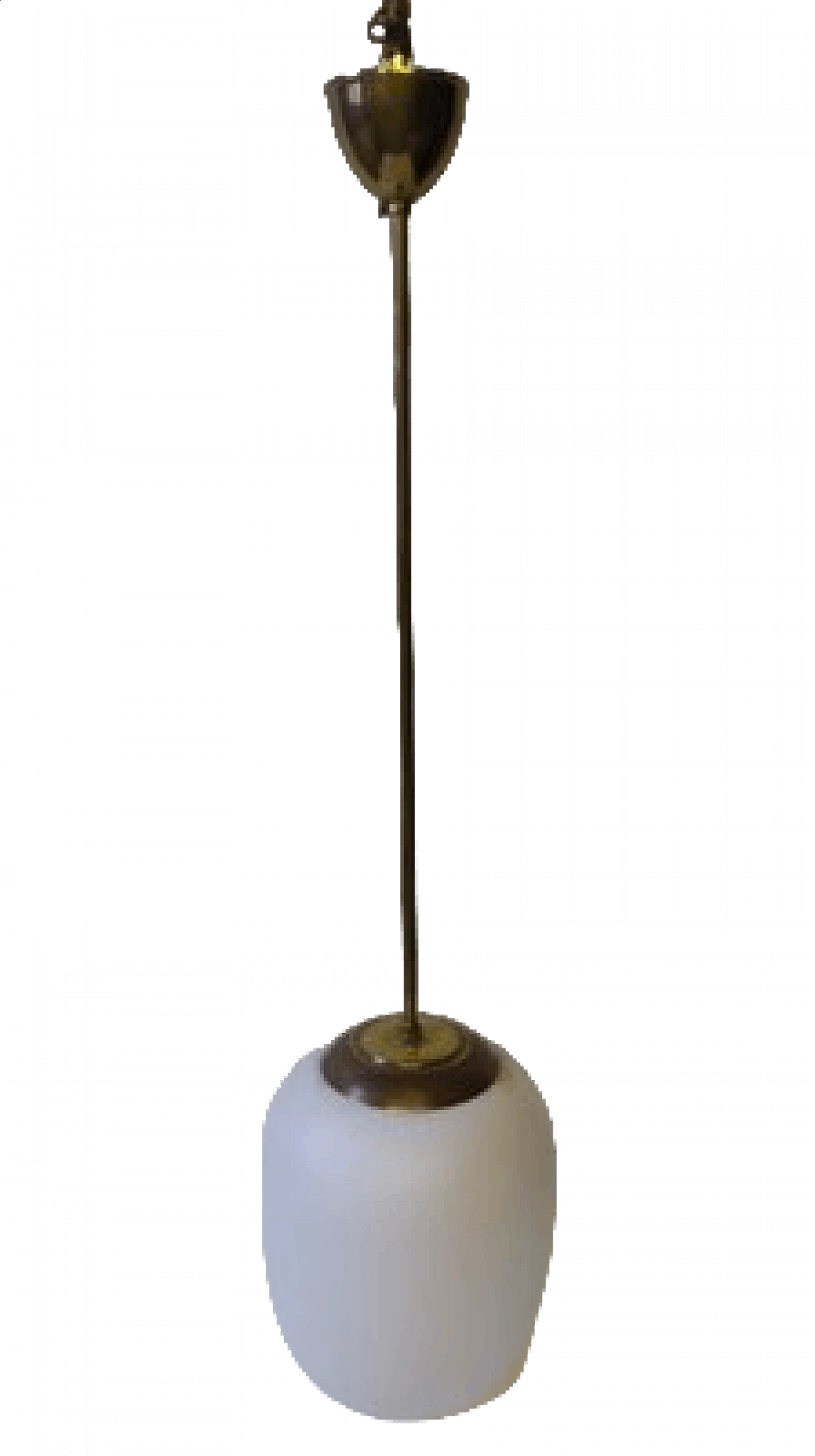 Glass and brass hanging lamp by Stilnovo, 1950s 6