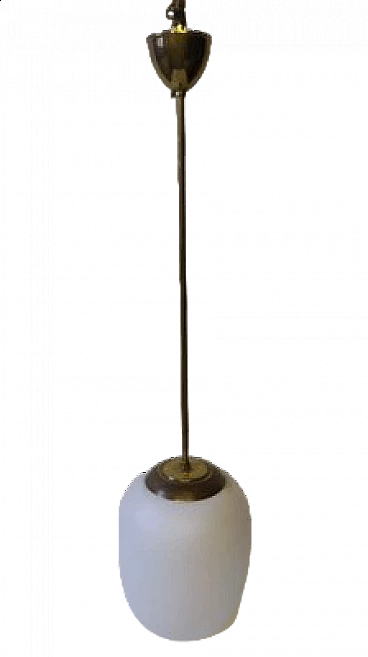 Glass and brass hanging lamp by Stilnovo, 1950s