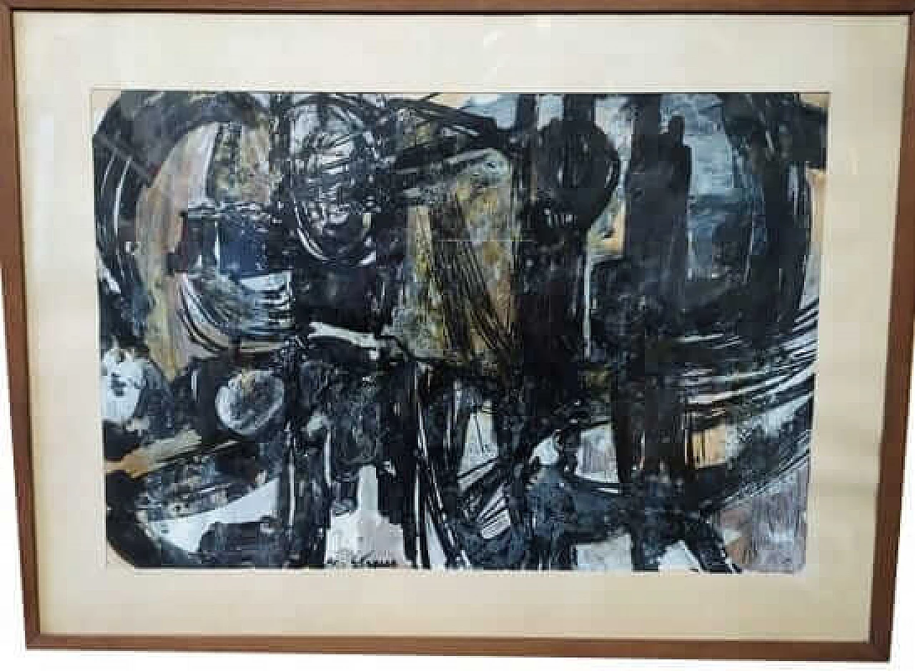 Agi Straus, abstract composition, gouache painting on paper, 1962 5