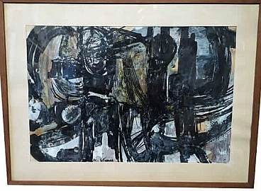 Agi Straus, abstract composition, gouache painting on paper, 1962