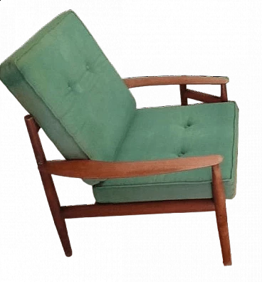 Teak and fabric 56 armchair by Grete Jalk, 1950s