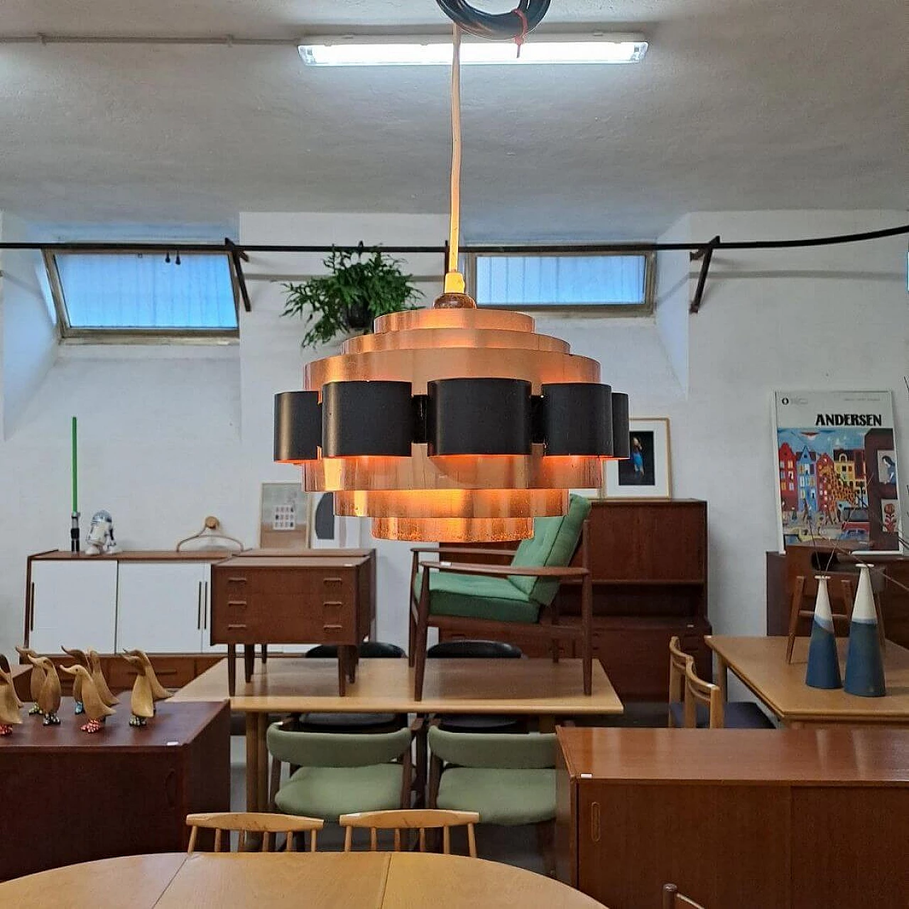 Copper lamp by Werner Schou for Coronell Elektro, 1960s 2