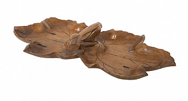 Centrotavola in legno a forma di foglie, anni '50