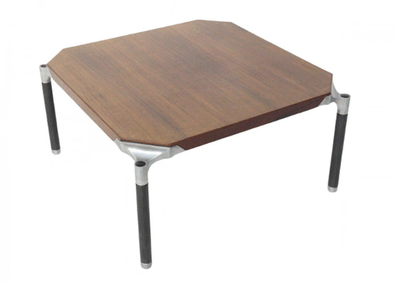 Tavolino in metallo e legno di Ico Parisi per MIM Roma, anni '70 1