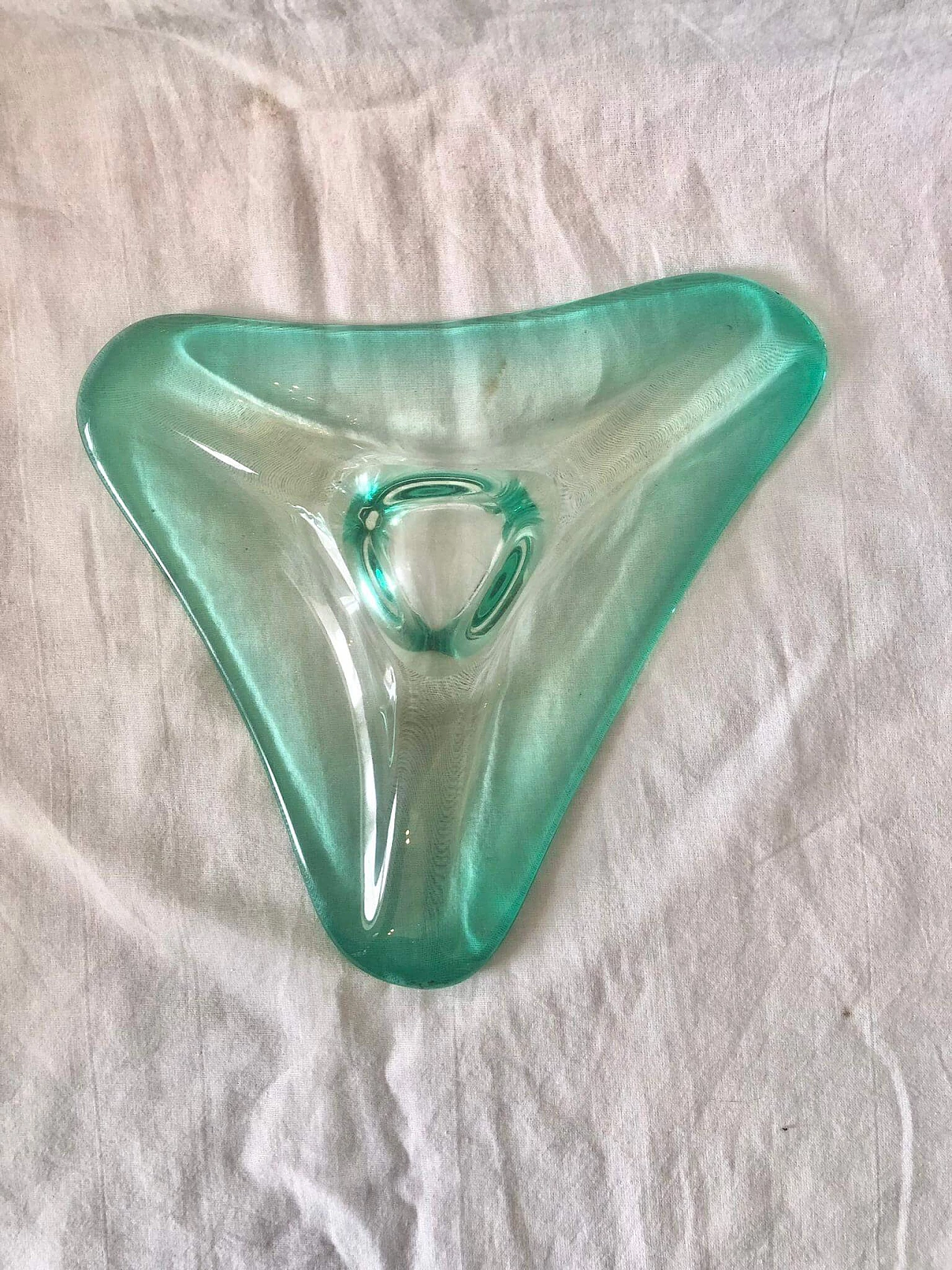 Posacenere in vetro di Murano verde nello stile di Seguso, anni '70 1