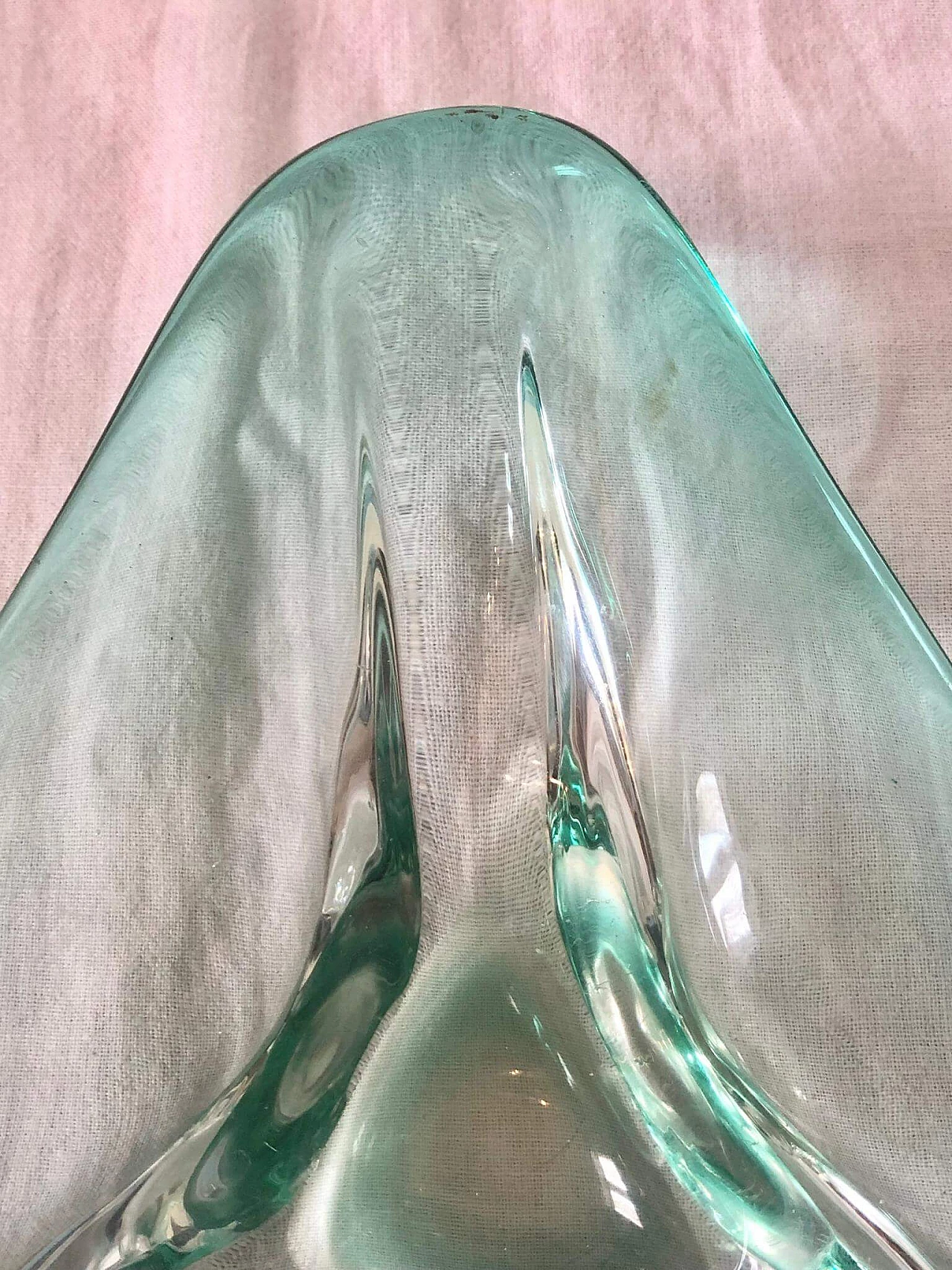 Posacenere in vetro di Murano verde nello stile di Seguso, anni '70 2