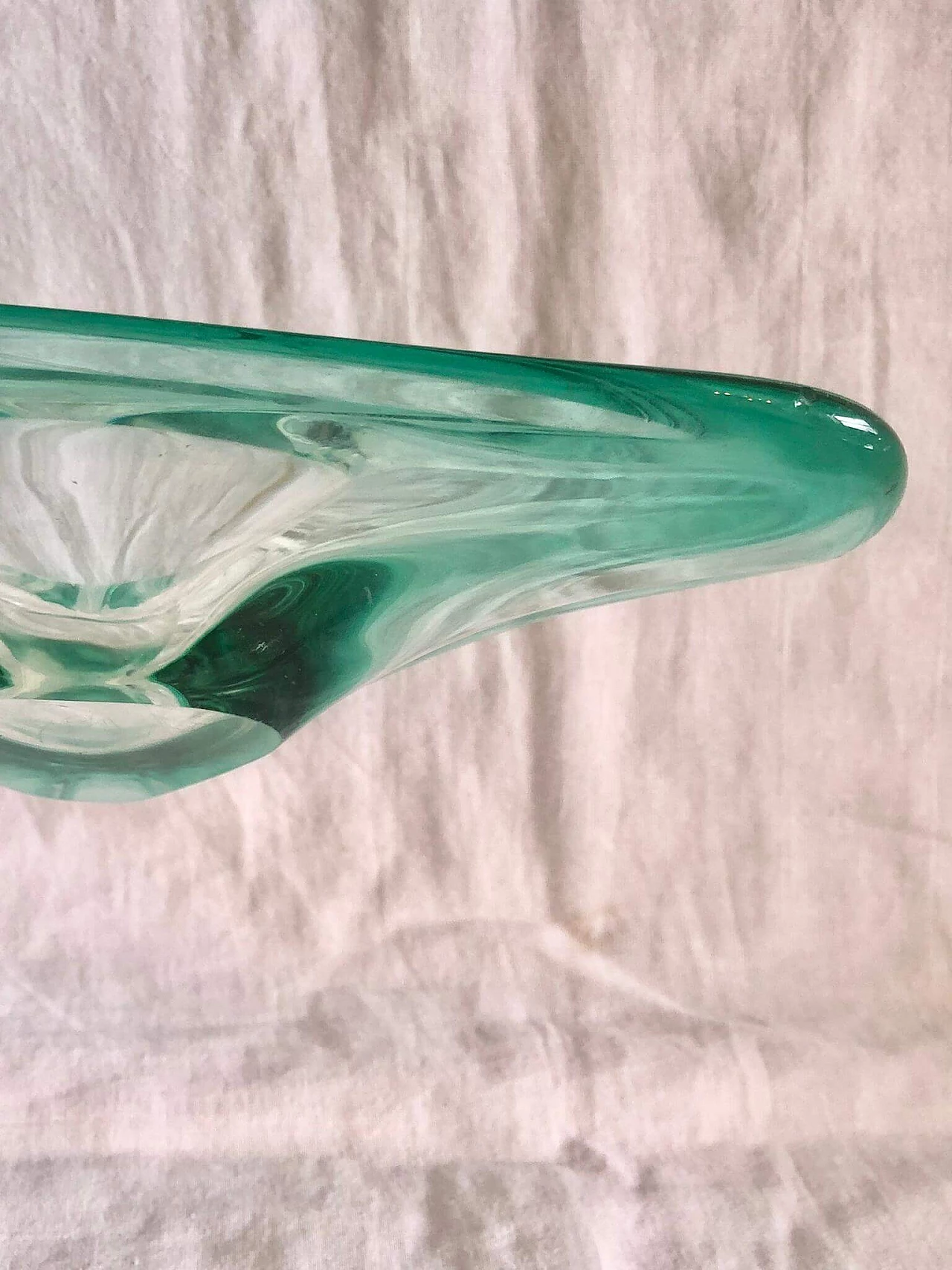 Posacenere in vetro di Murano verde nello stile di Seguso, anni '70 3