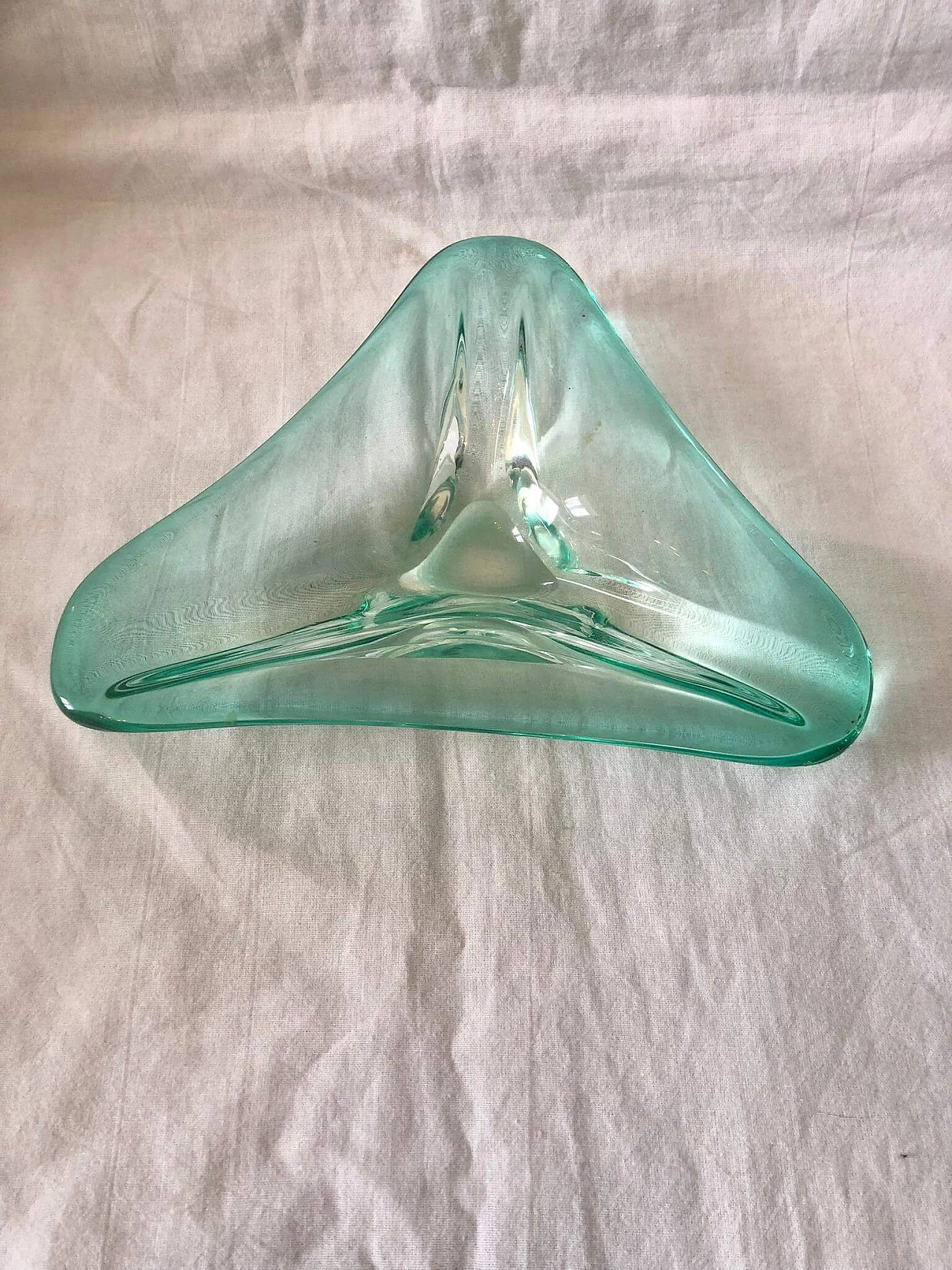 Posacenere in vetro di Murano verde nello stile di Seguso, anni '70 4