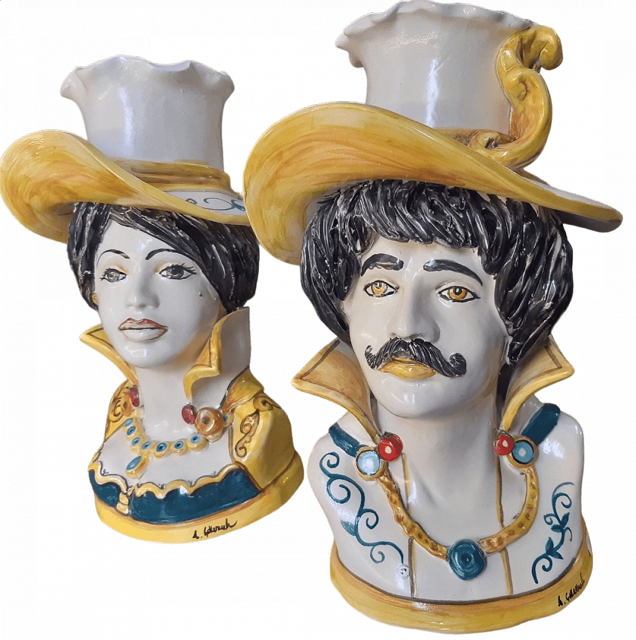 Pair of hand-decorated ceramic vases, 1980s 16