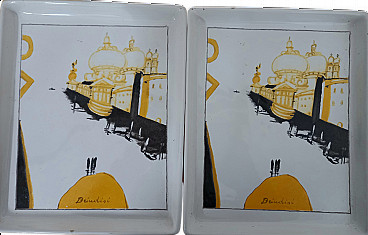 Pair of Venezia trays by Remo Brindisi for Lazzaroni, 1980s