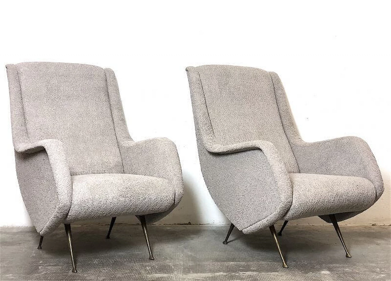 Pair of armchairs by Aldo Morbelli for ISA Bergamo, 1950s 2