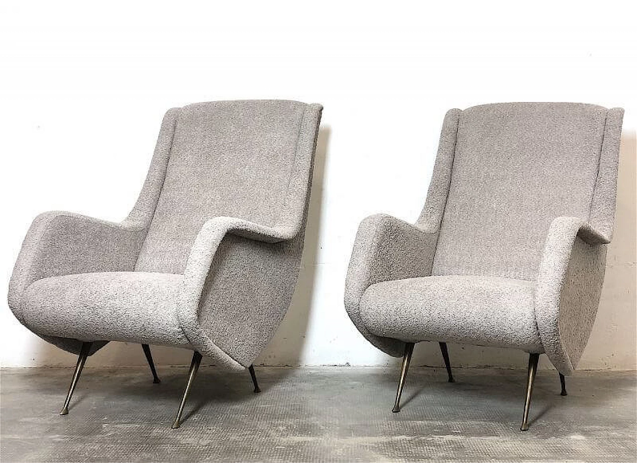 Pair of armchairs by Aldo Morbelli for ISA Bergamo, 1950s 4