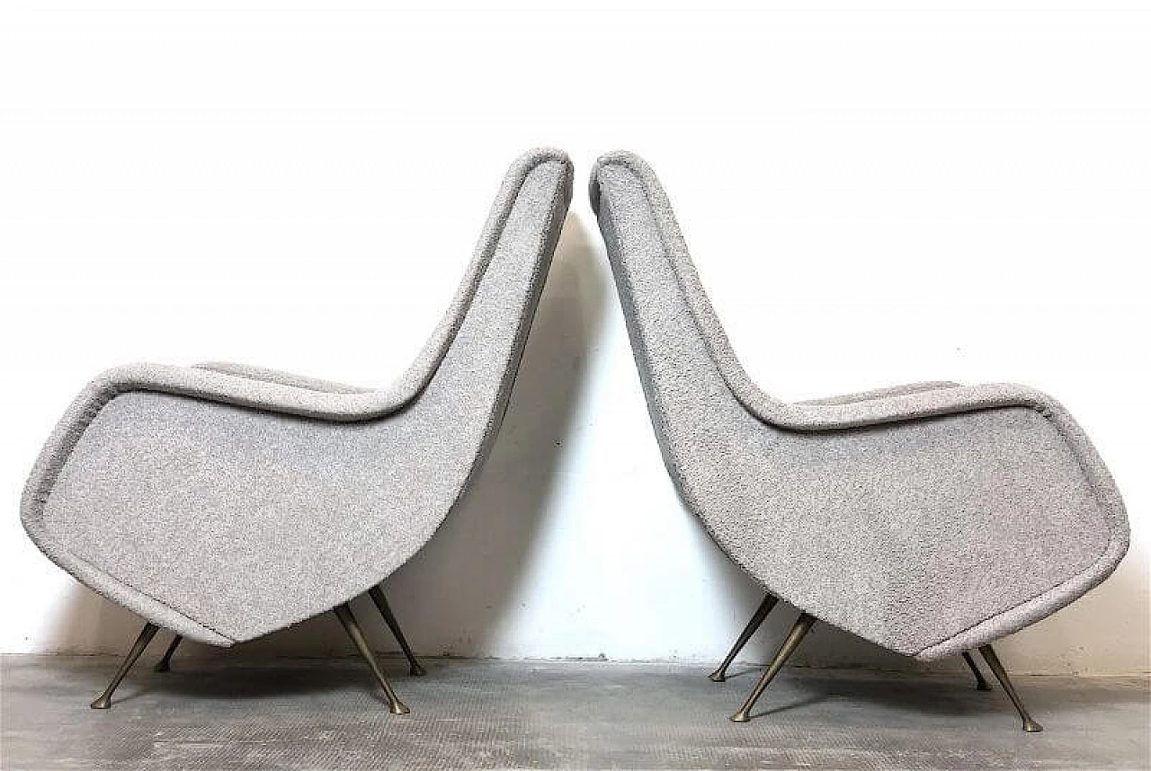 Pair of armchairs by Aldo Morbelli for ISA Bergamo, 1950s 6