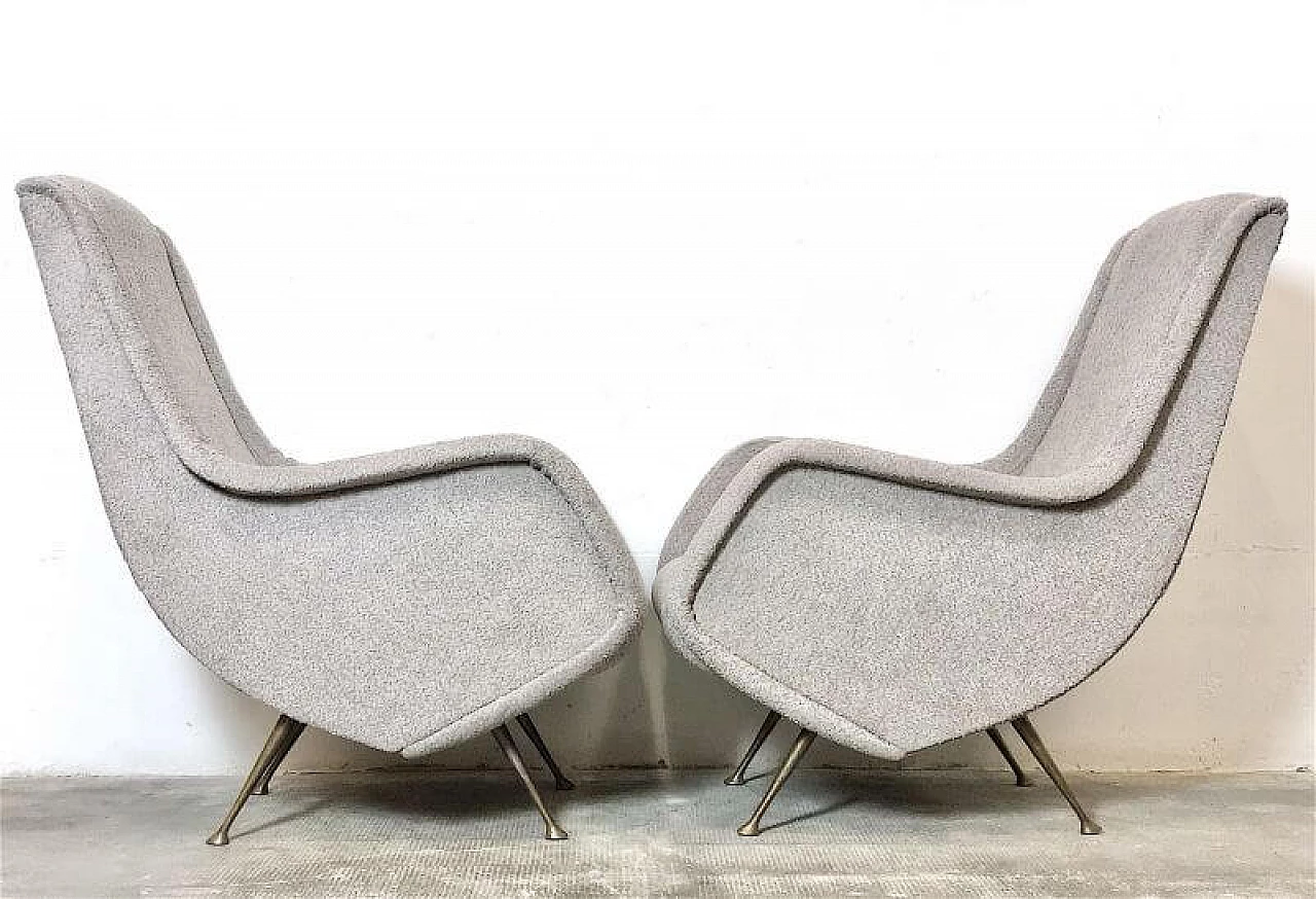 Pair of armchairs by Aldo Morbelli for ISA Bergamo, 1950s 8