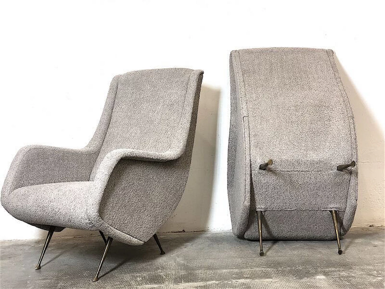 Pair of armchairs by Aldo Morbelli for ISA Bergamo, 1950s 12
