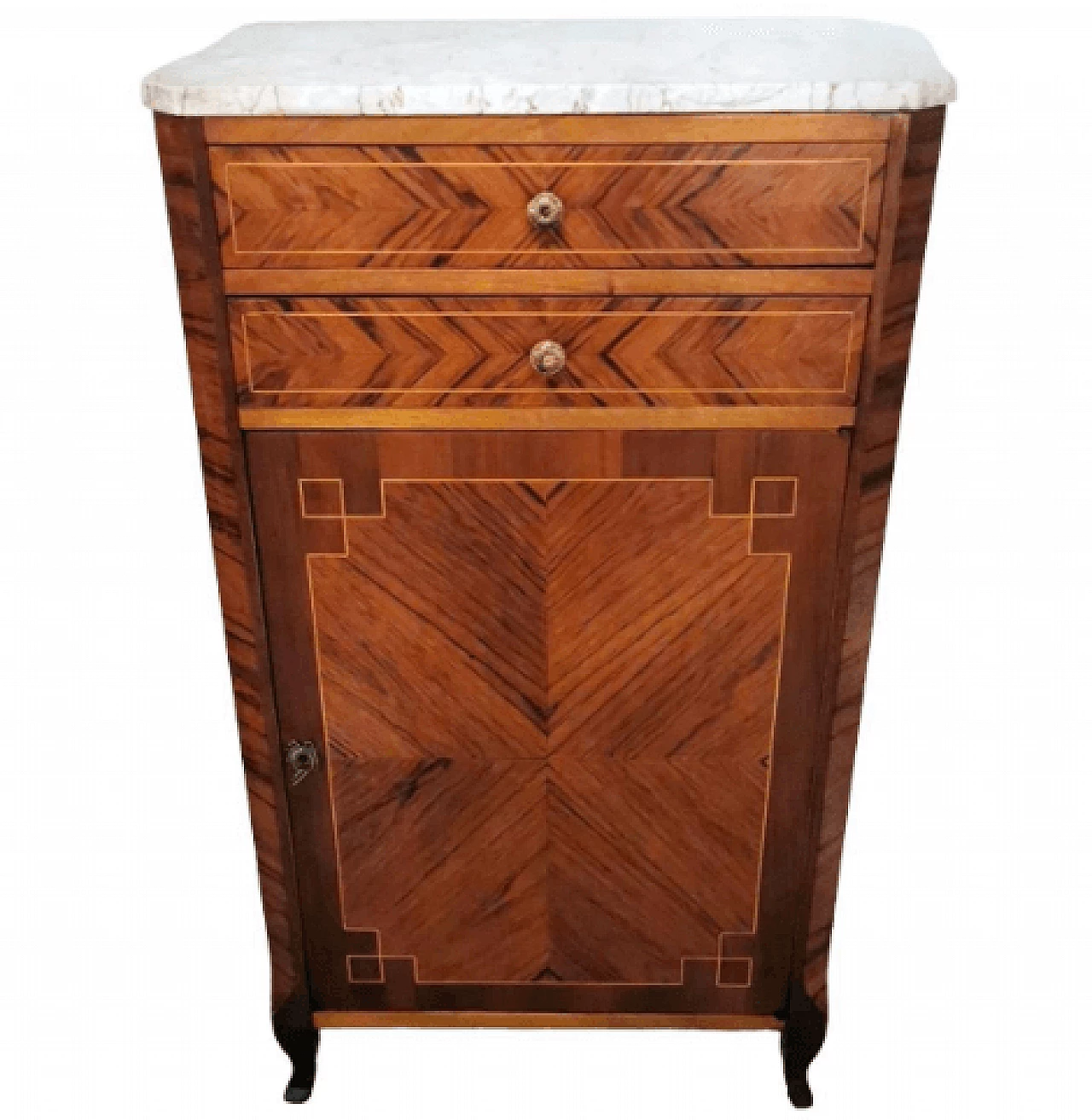 Louis XV style walnut sideboard with marble top, late 19th century 1