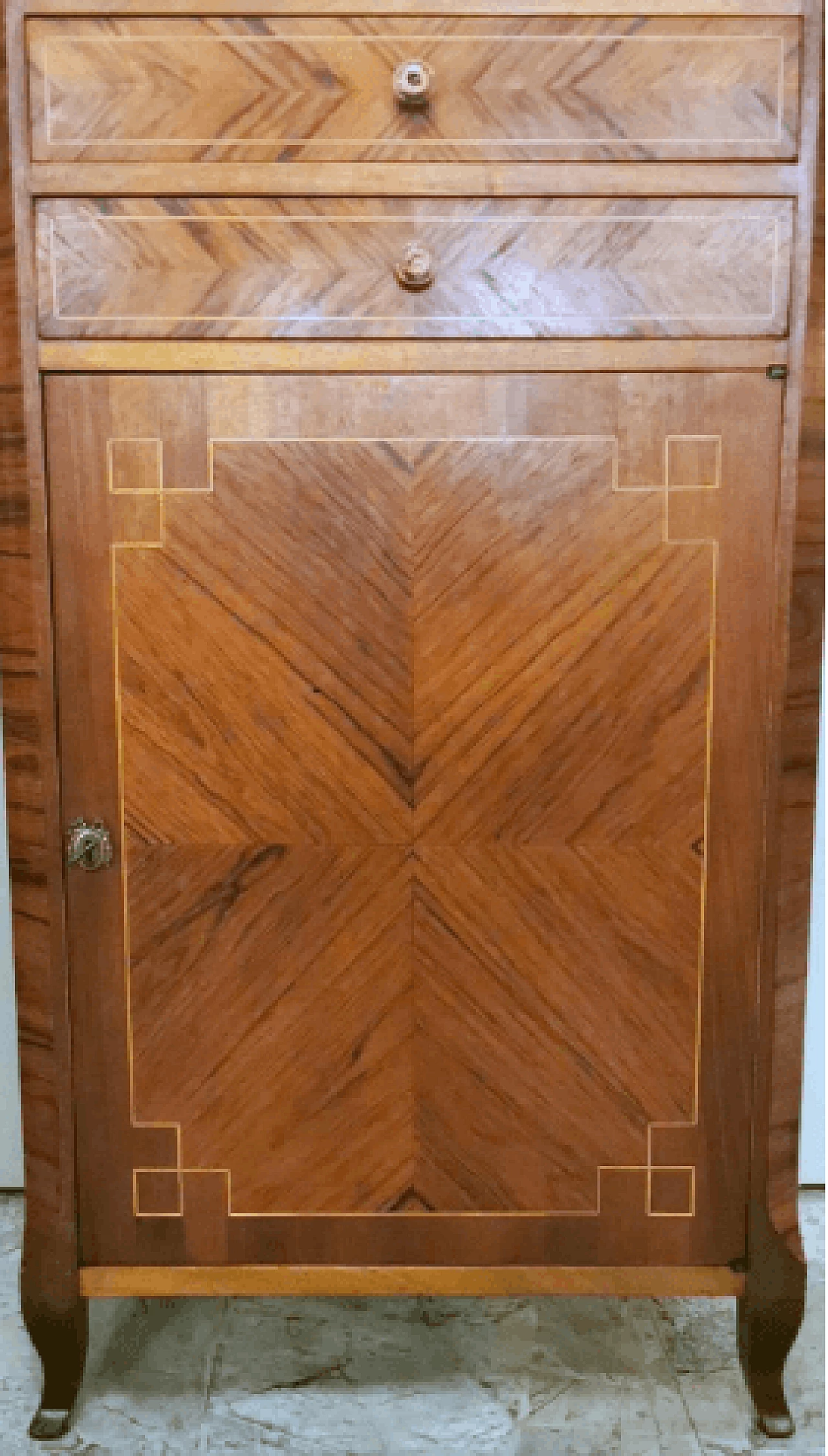 Credenza stile Luigi XV in noce con piano in marmo, fine '800 8