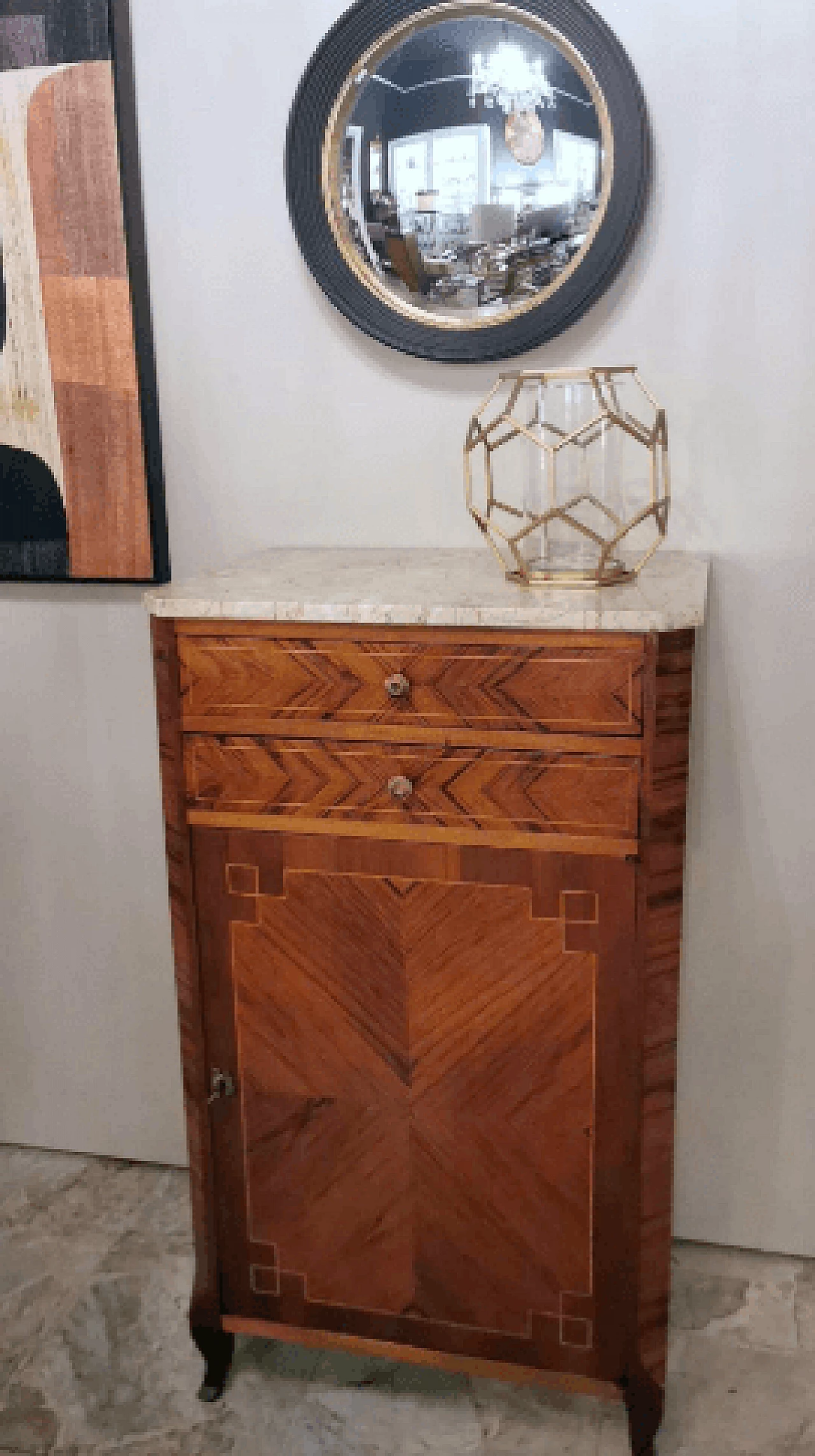 Credenza stile Luigi XV in noce con piano in marmo, fine '800 19