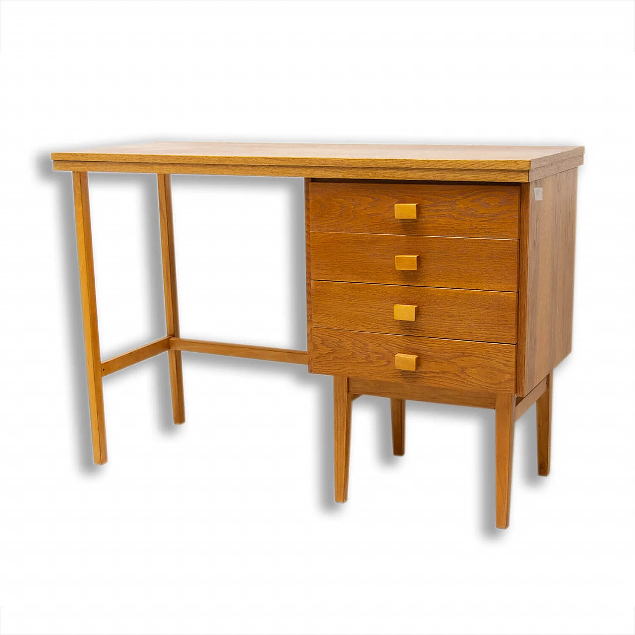 Beech desk with four drawers for Hikor Písek, 1980s 1