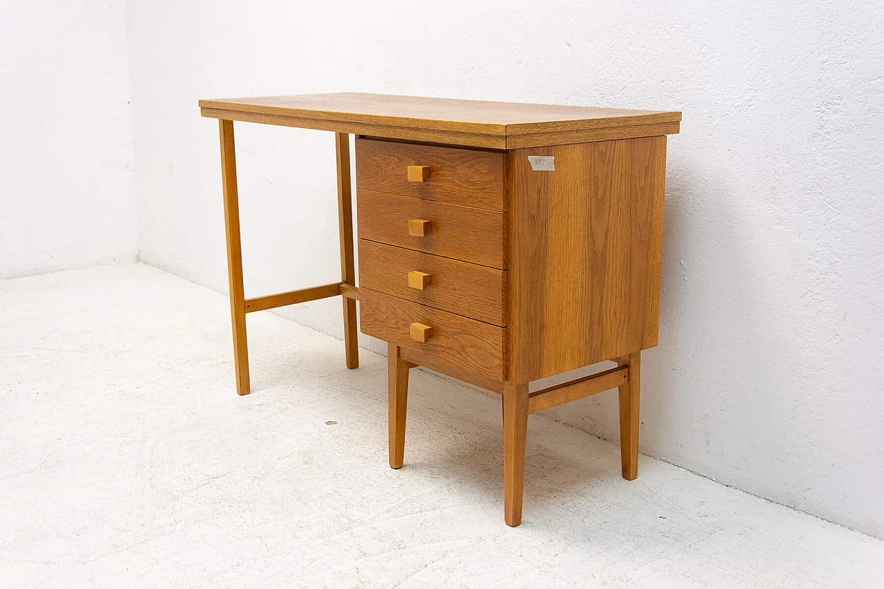 Beech desk with four drawers for Hikor Písek, 1980s 4