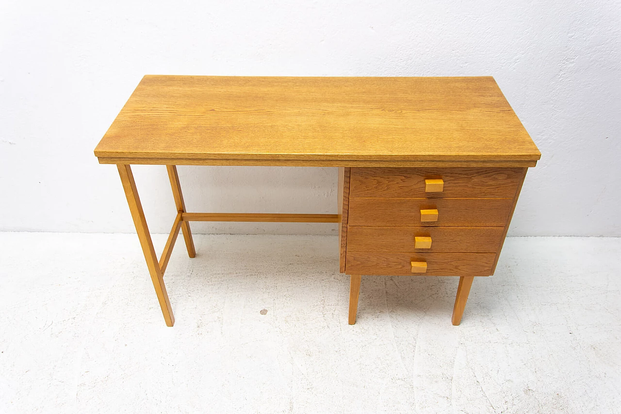 Beech desk with four drawers for Hikor Písek, 1980s 5