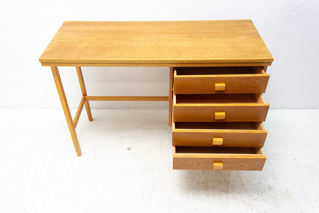 Beech desk with four drawers for Hikor Písek, 1980s 6