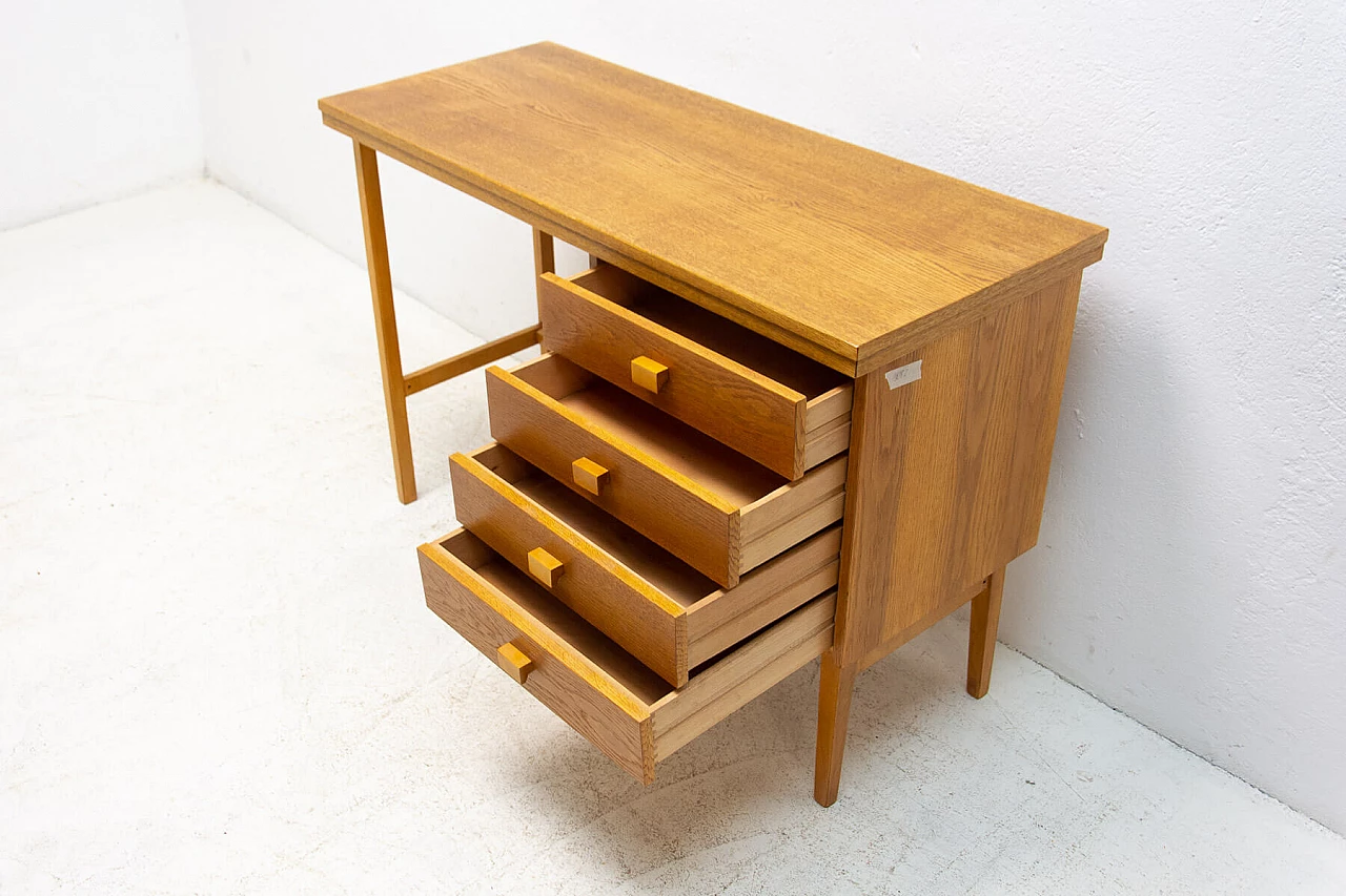 Beech desk with four drawers for Hikor Písek, 1980s 7