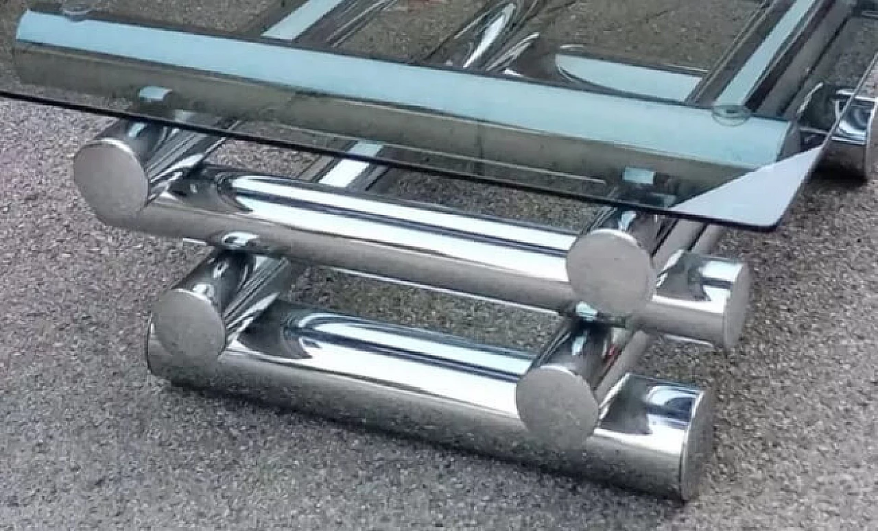 Metal and glass coffee table attributed to Willy Rizzo, 1970s 3