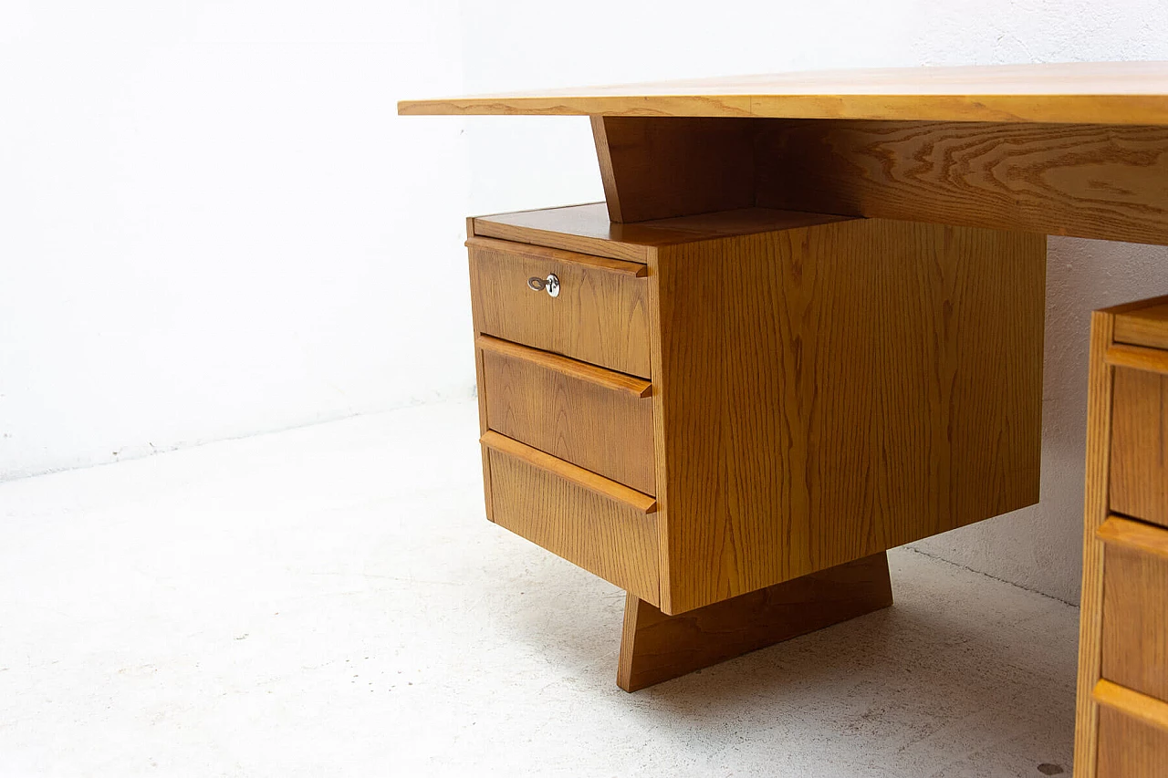 Beech and plywood desk with six drawers, 1970s 16