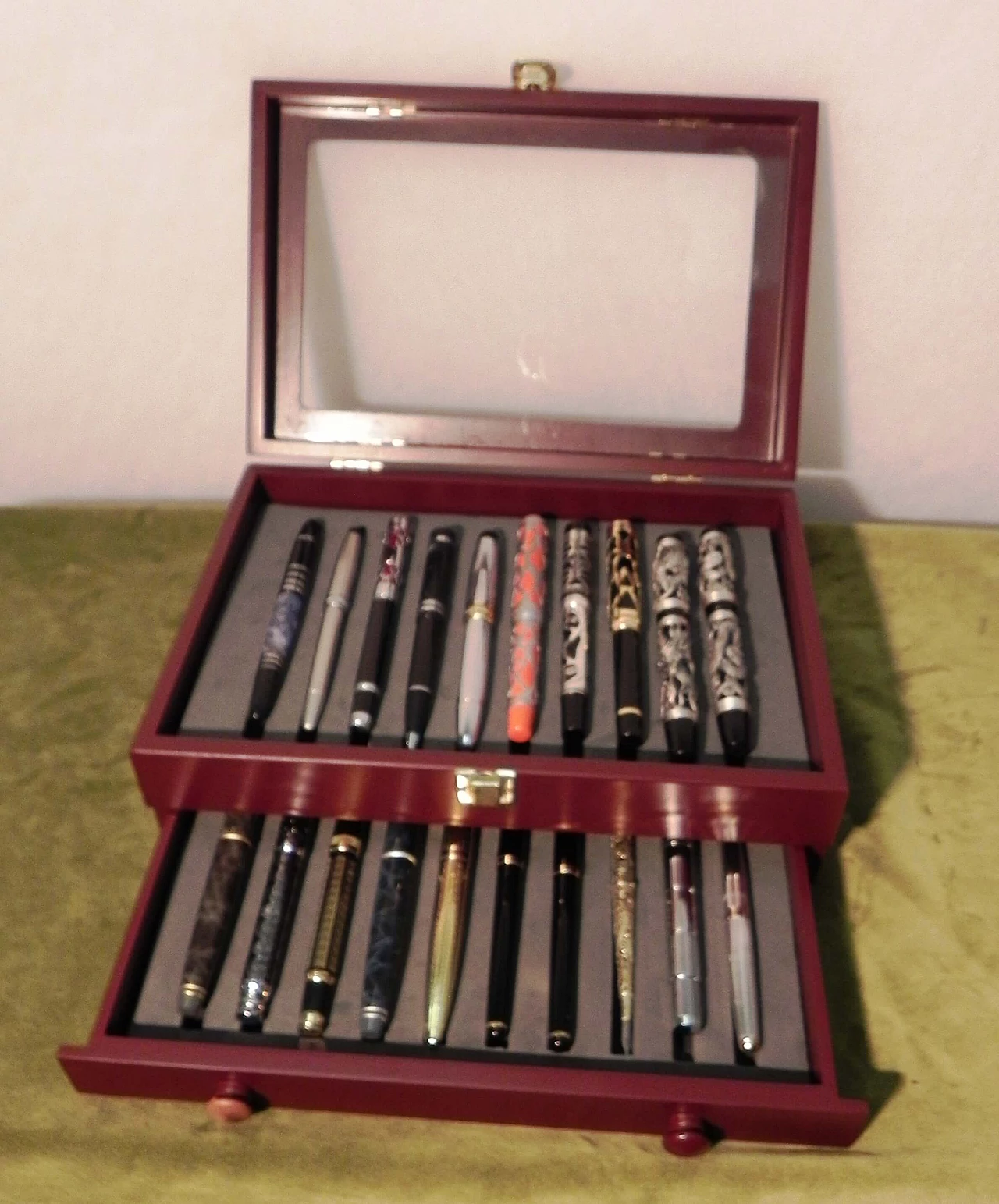 Wooden box with collection pens, 1990s 2