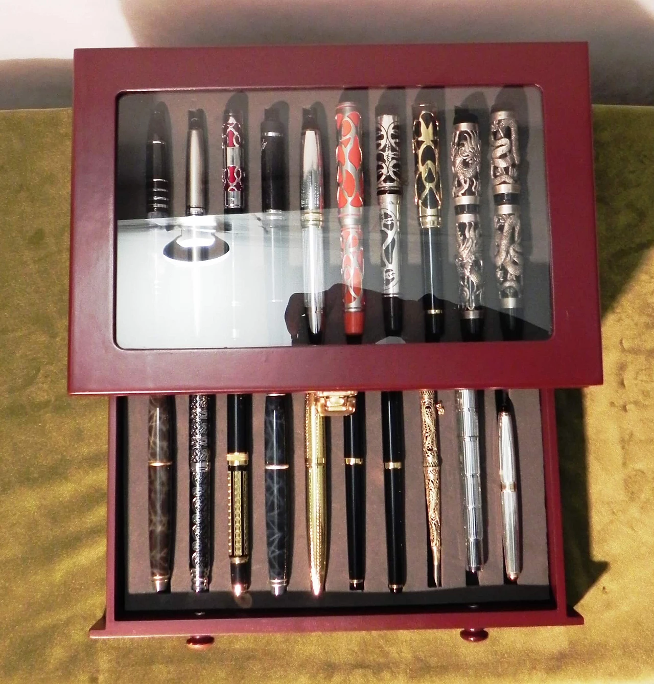Wooden box with collection pens, 1990s 3