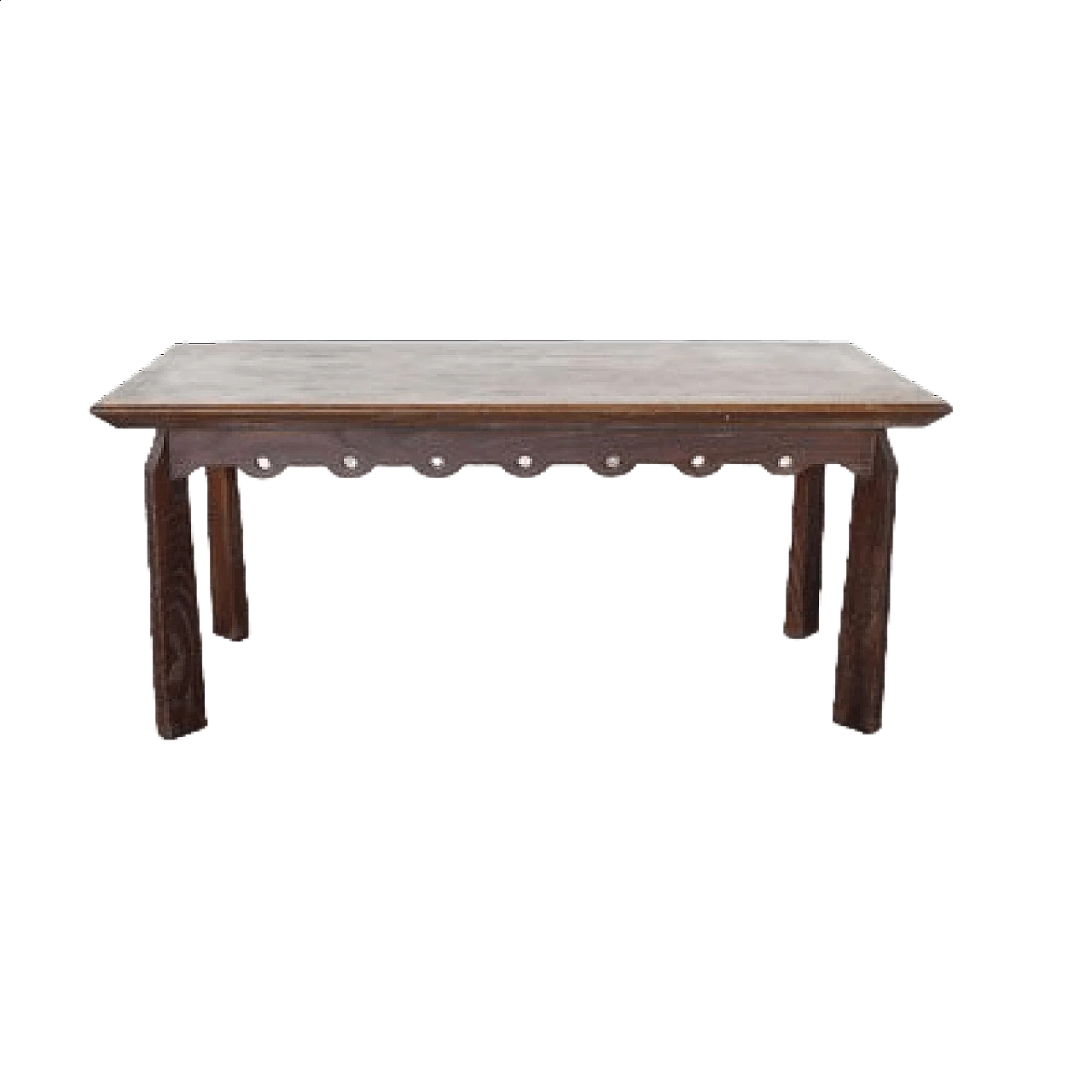 Inlaid and worked wooden table attributed to Paolo Buffa, 1950s 13
