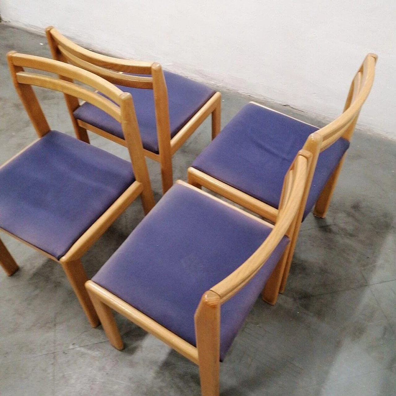 4 Swedish birch chairs, 1960s 4