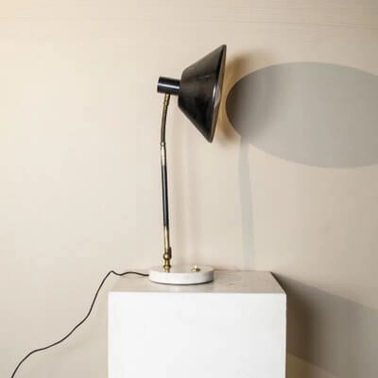 Metal table lamp with marble base by Stilux Milano, 1950s 2