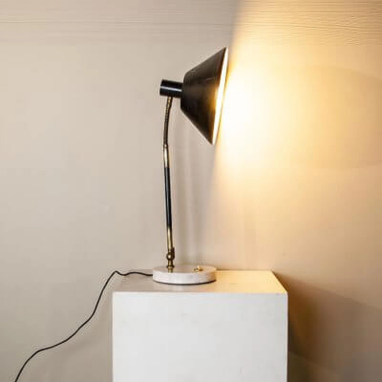 Metal table lamp with marble base by Stilux Milano, 1950s 3