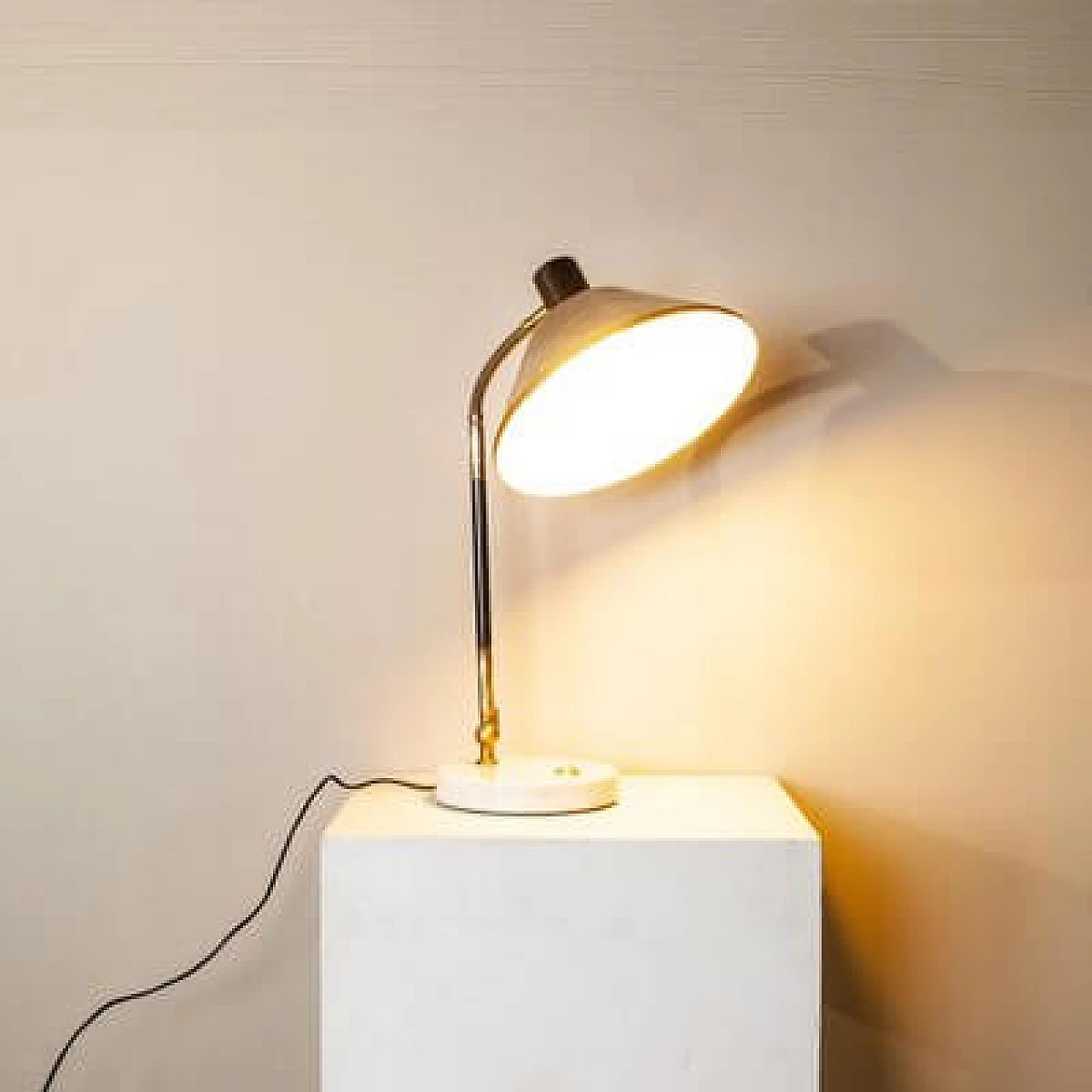 Metal table lamp with marble base by Stilux Milano, 1950s 6