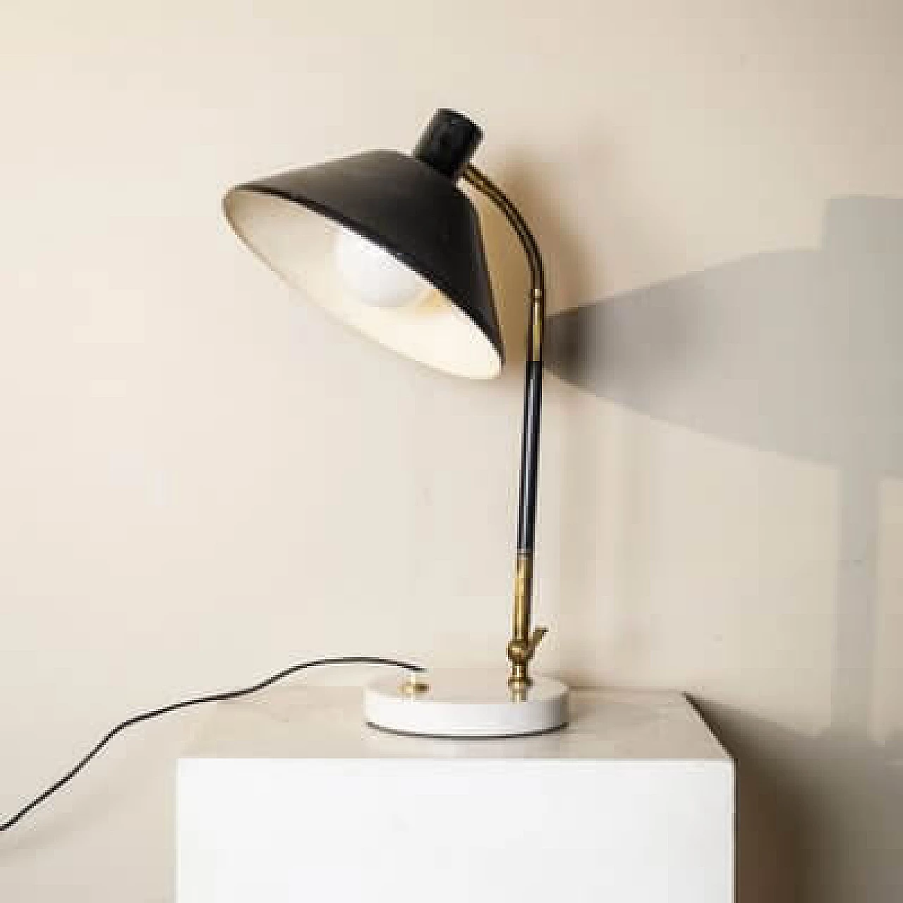 Metal table lamp with marble base by Stilux Milano, 1950s 11